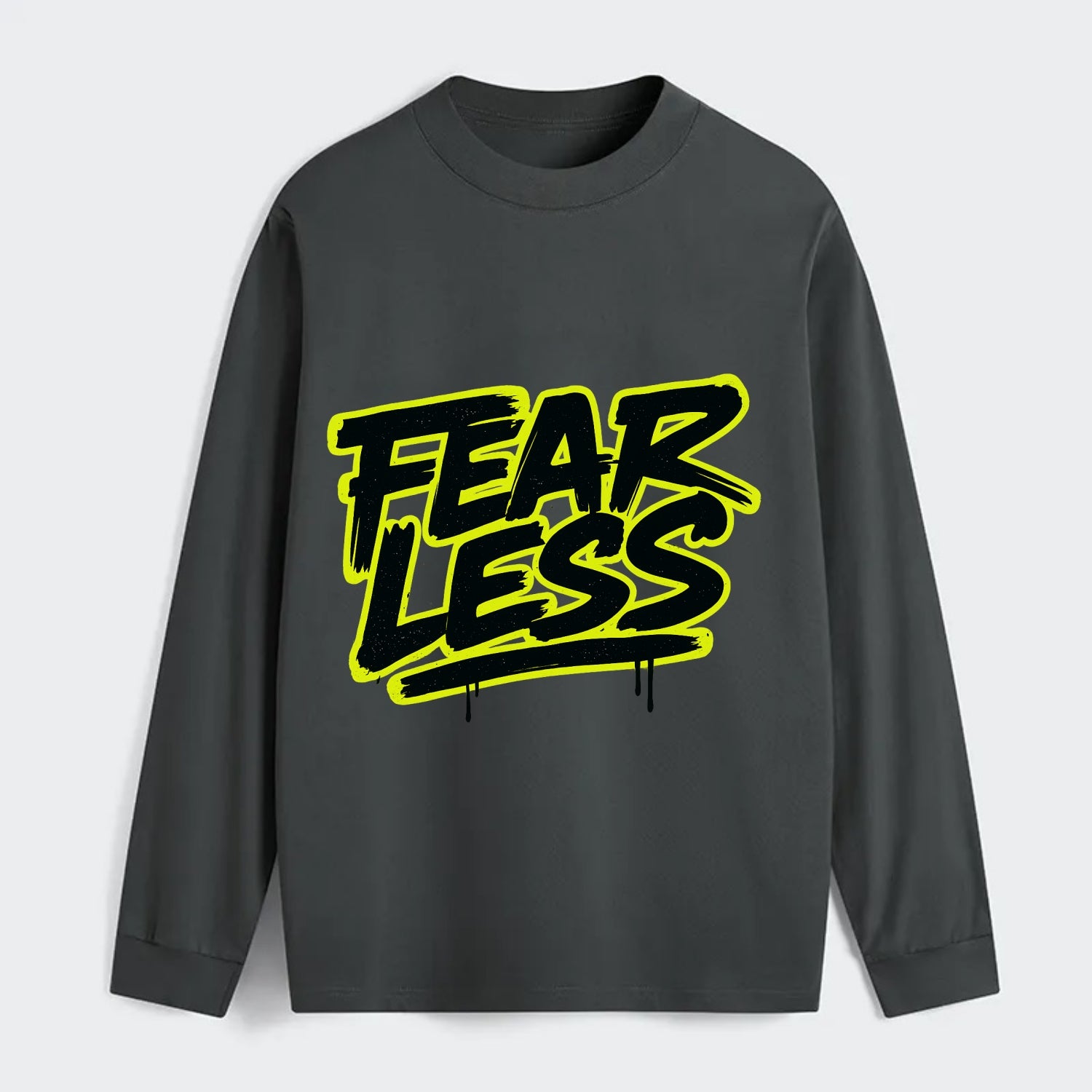 Bold typography design - "FEARLESS" - courage, bravery, facing - Classic Long Sleeve Shirt - Gray