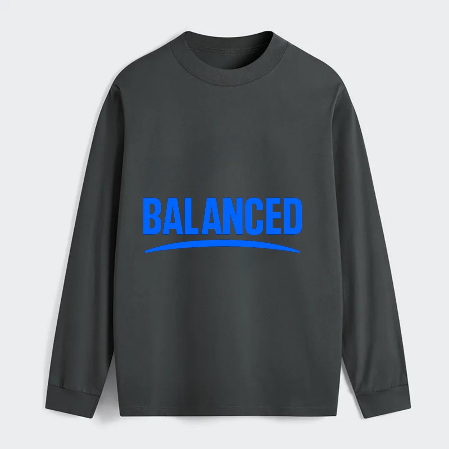 Bold typography design - "BALANCED" - harmony, equilibrium, centered - Classic Long Sleeve Shirt - Gray