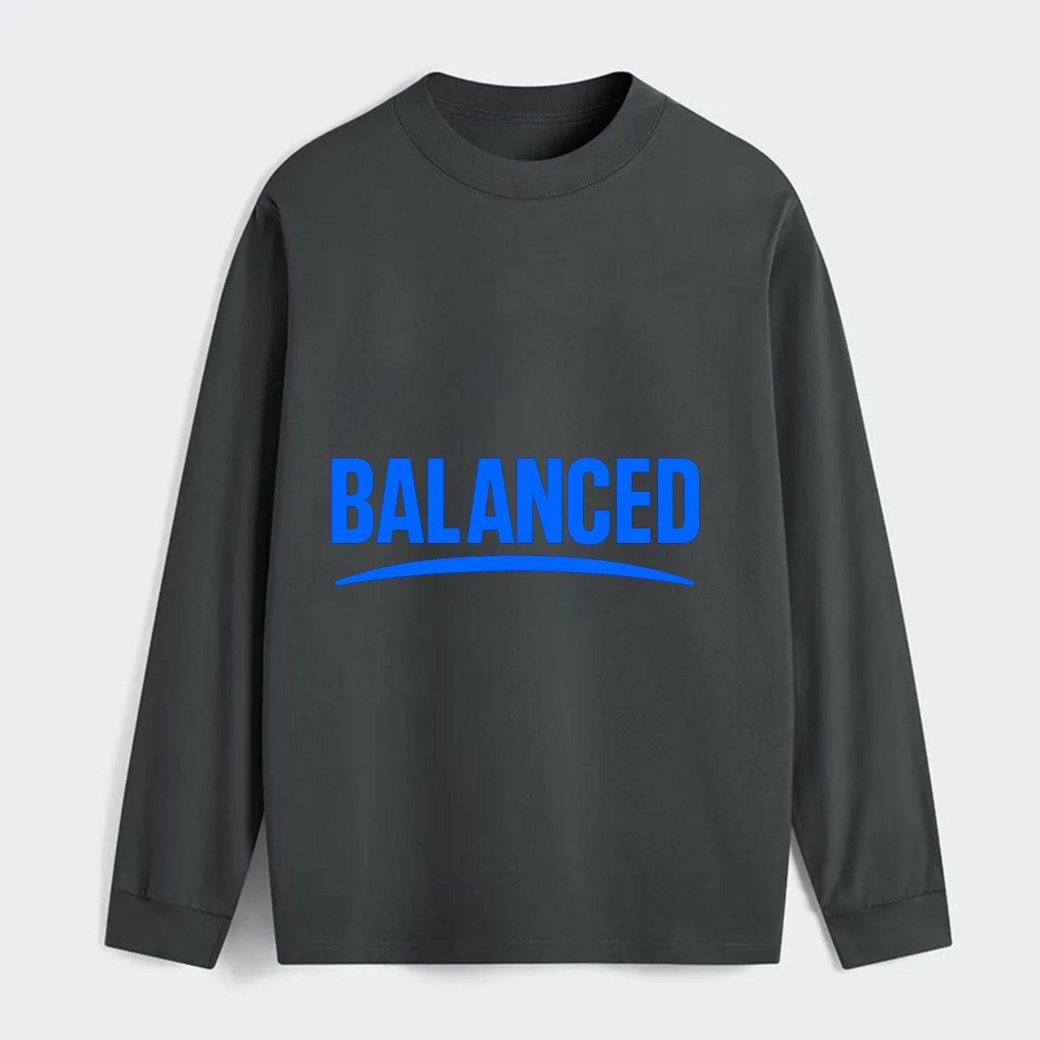 Bold typography design - "BALANCED" - harmony, equilibrium, centered - Classic Long Sleeve Shirt - Gray
