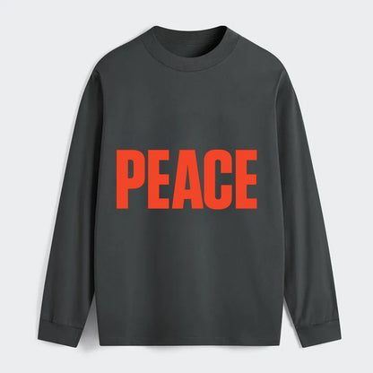 Bold typography design - "PEACE" - inner calm, tranquility, serenity - Classic Long Sleeve Shirt - Gray