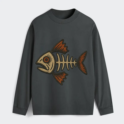 Fish Skeleton  - Classic Long Sleeve Shirt - Gray