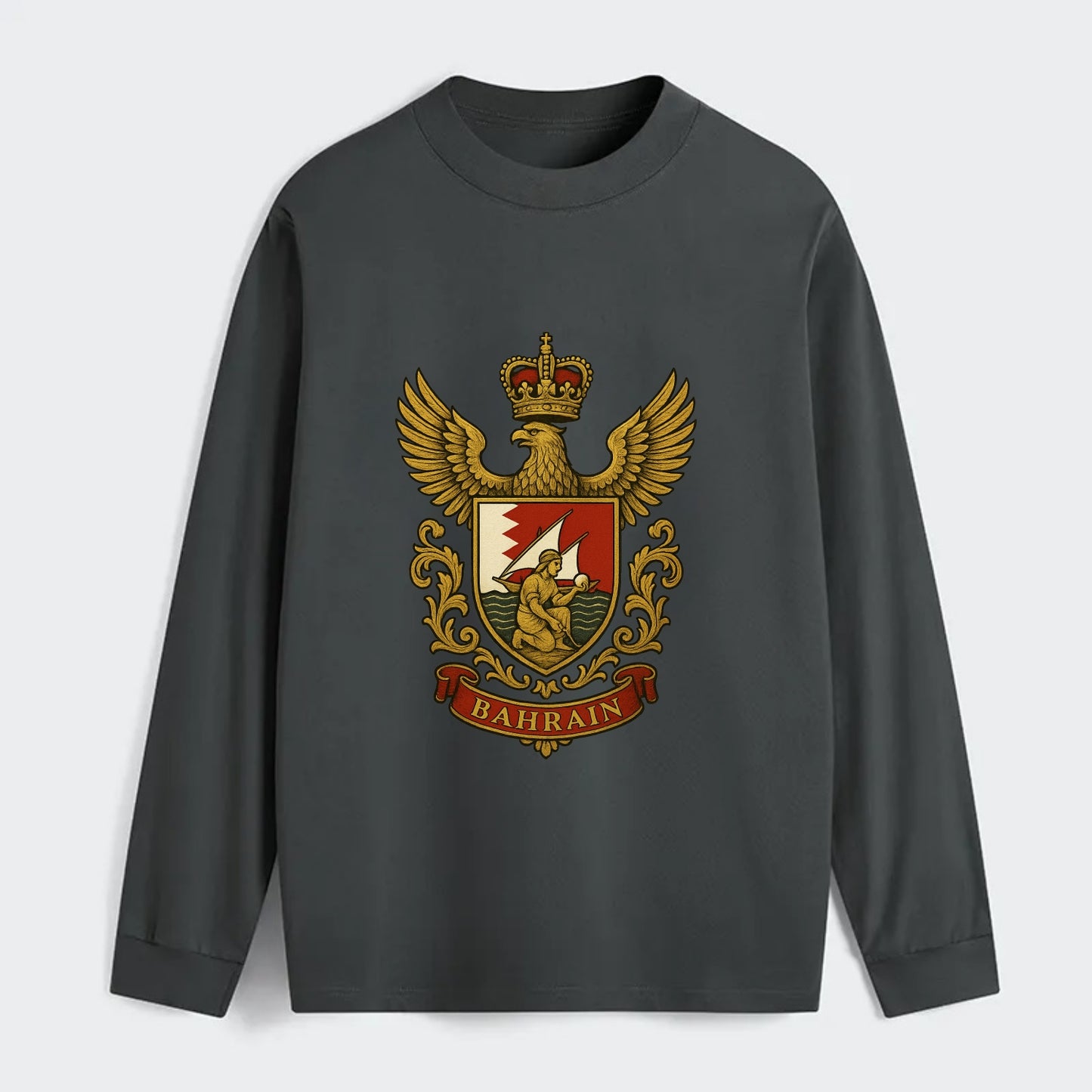 Bahrain Heritage Badge - Classic Long Sleeve Shirt - Gray
