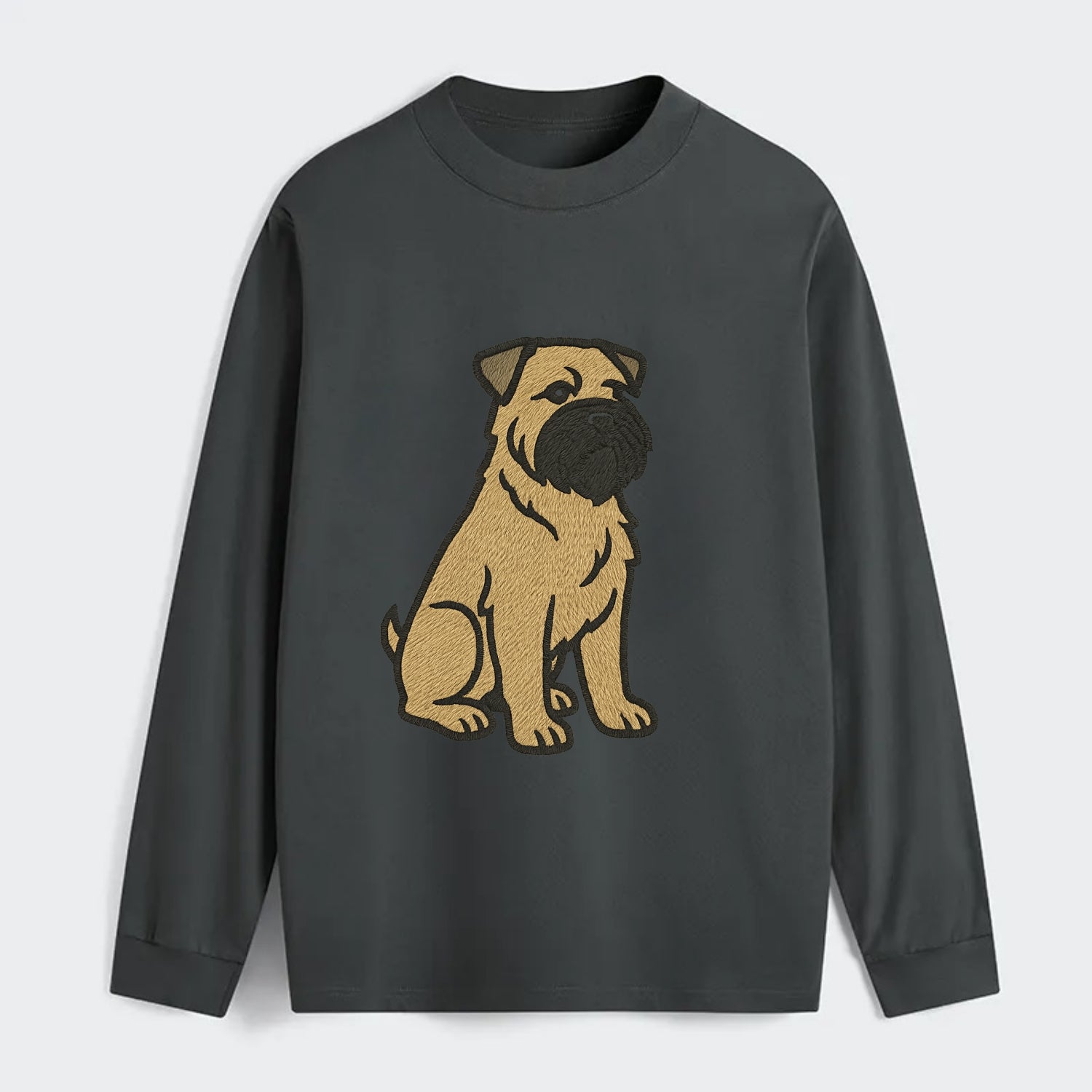 Bouvier des Flandres - Fawn rough coat embroidered design - Classic Long Sleeve Shirt - Gray