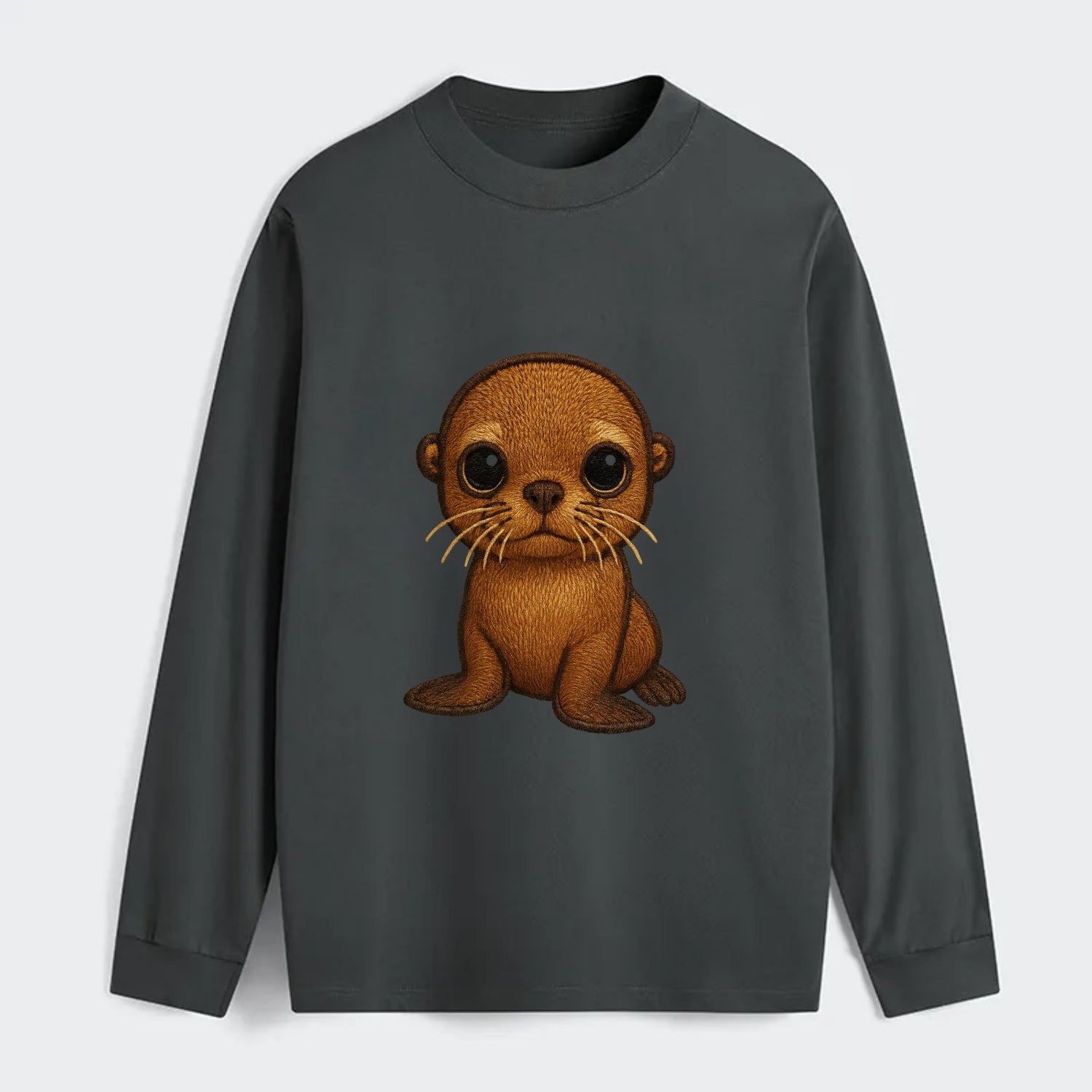 Baby California Sea Lion - golden brown, large expressive eyes, - Classic Long Sleeve Shirt - Gray