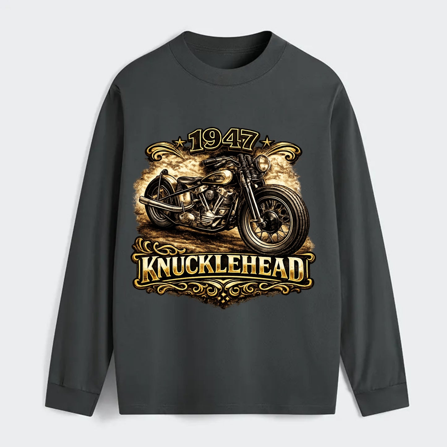 1947 Knucklehead Bobber - Classic Long Sleeve Shirt - Gray