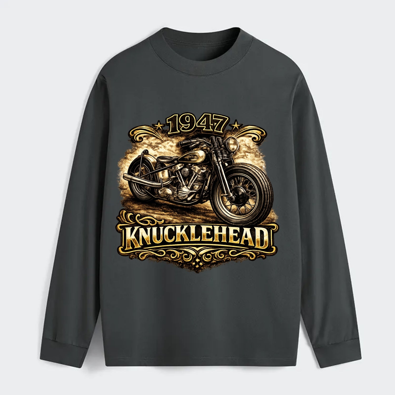 1947 Knucklehead Bobber - Classic Long Sleeve Shirt - Gray