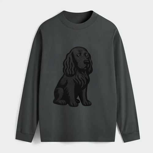 Field Spaniel - Black silky coat embroidered pose - Classic Long Sleeve Shirt