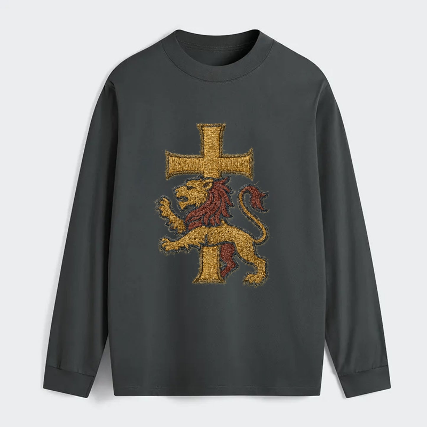 Lion and Cross  - Classic Long Sleeve Shirt - Gray