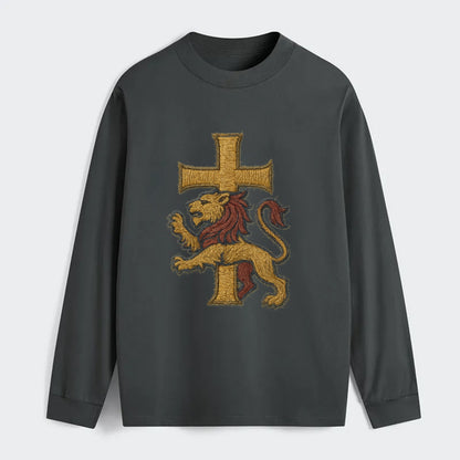 Lion and Cross  - Classic Long Sleeve Shirt - Gray