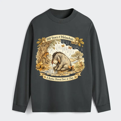 GLOOMY GLEN | Droopy figure in rain | Tattered tail bow | Pessimistic - Classic Long Sleeve Shirt - Gray