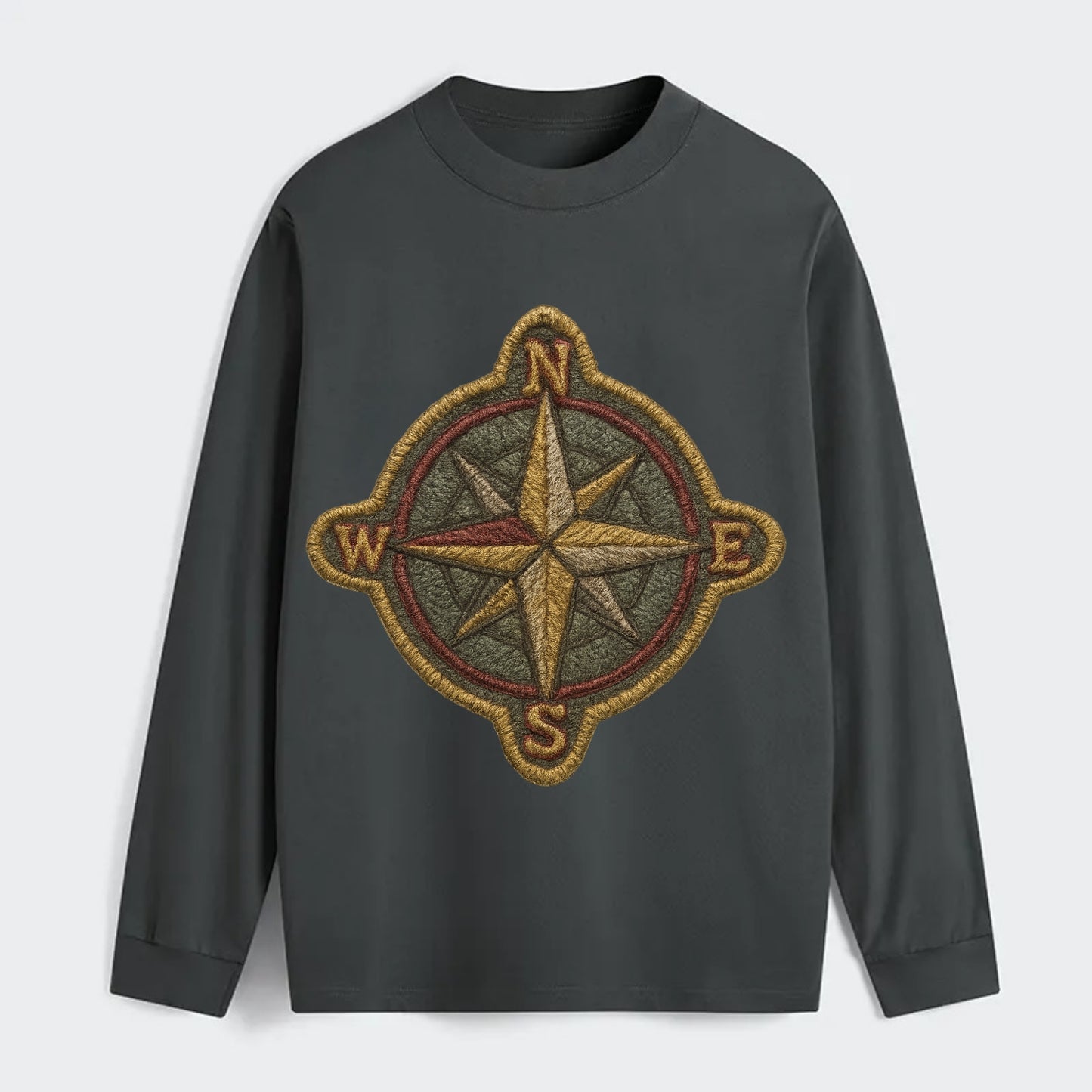 Compass rose with cardinal directions - explorer symbol - Classic Long Sleeve Shirt - Gray