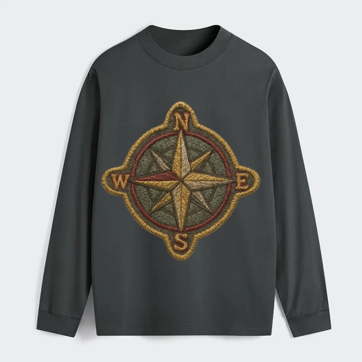 Compass rose with cardinal directions - explorer symbol - Classic Long Sleeve Shirt - Gray