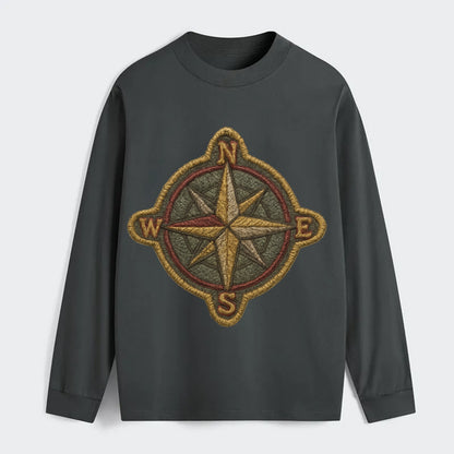 Compass rose with cardinal directions - explorer symbol - Classic Long Sleeve Shirt - Gray