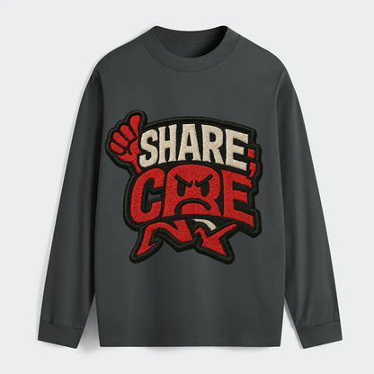 SHARE;CARE TOO MUCH Oversharer Green Hat - Classic Long Sleeve Shirt - Gray