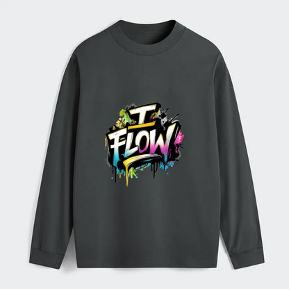 Bold typography design - "I FLOW" - going with life, easy movement - Classic Long Sleeve Shirt - Gray