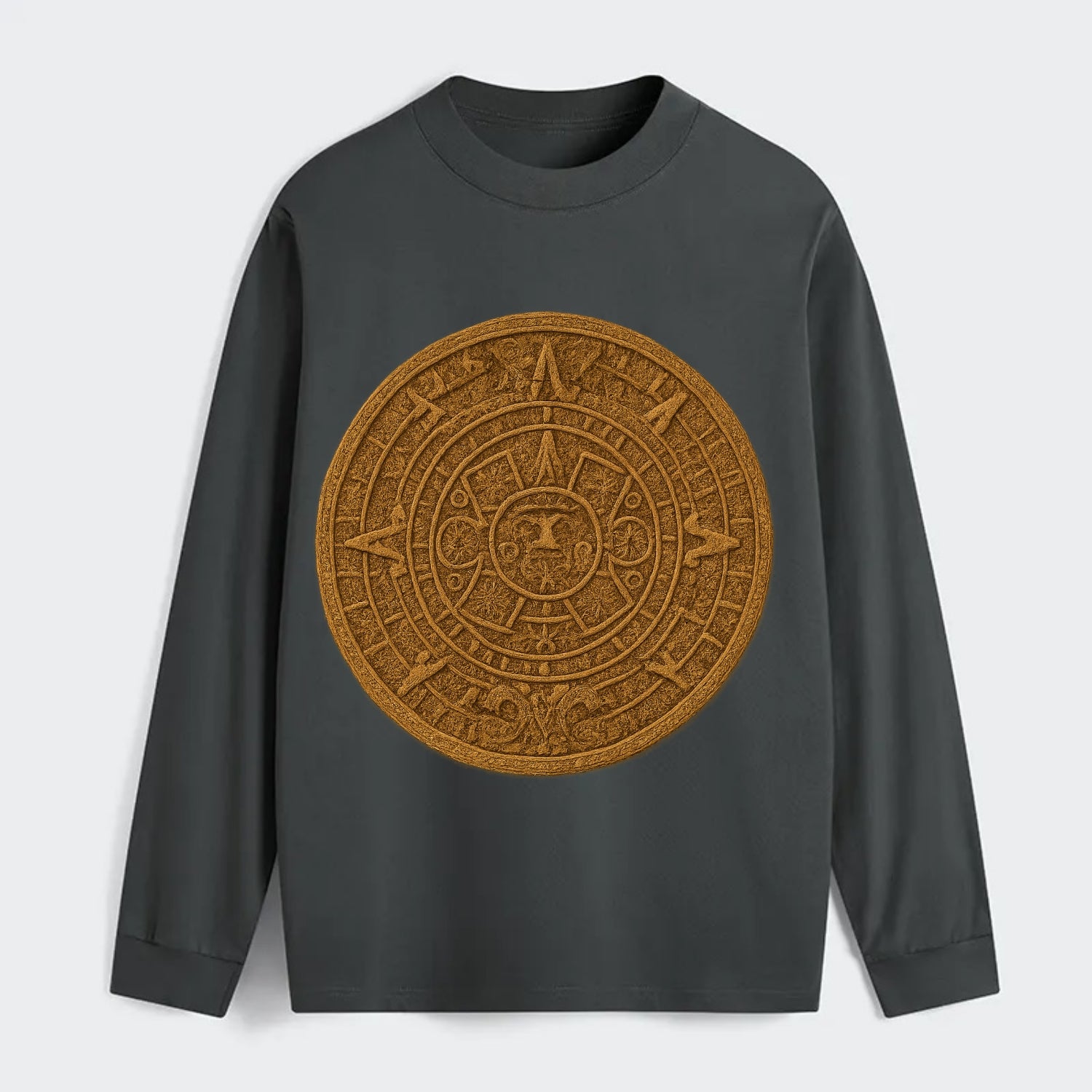 Aztec Calendar  - Classic Long Sleeve Shirt - Gray