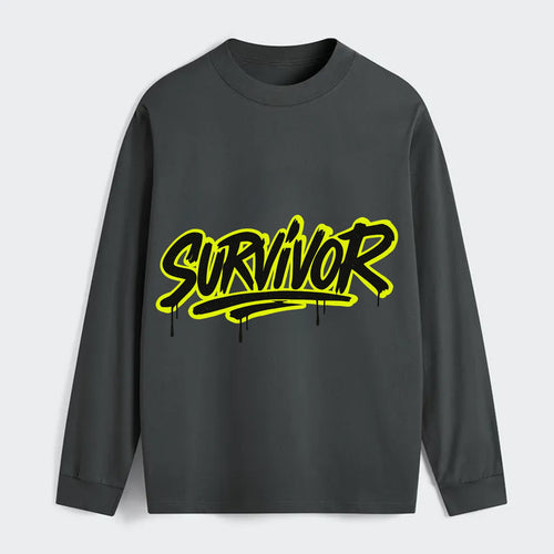 Bold typography design - SURVIVOR - overcomer, still standing, made - Classic Long Sleeve Shirt