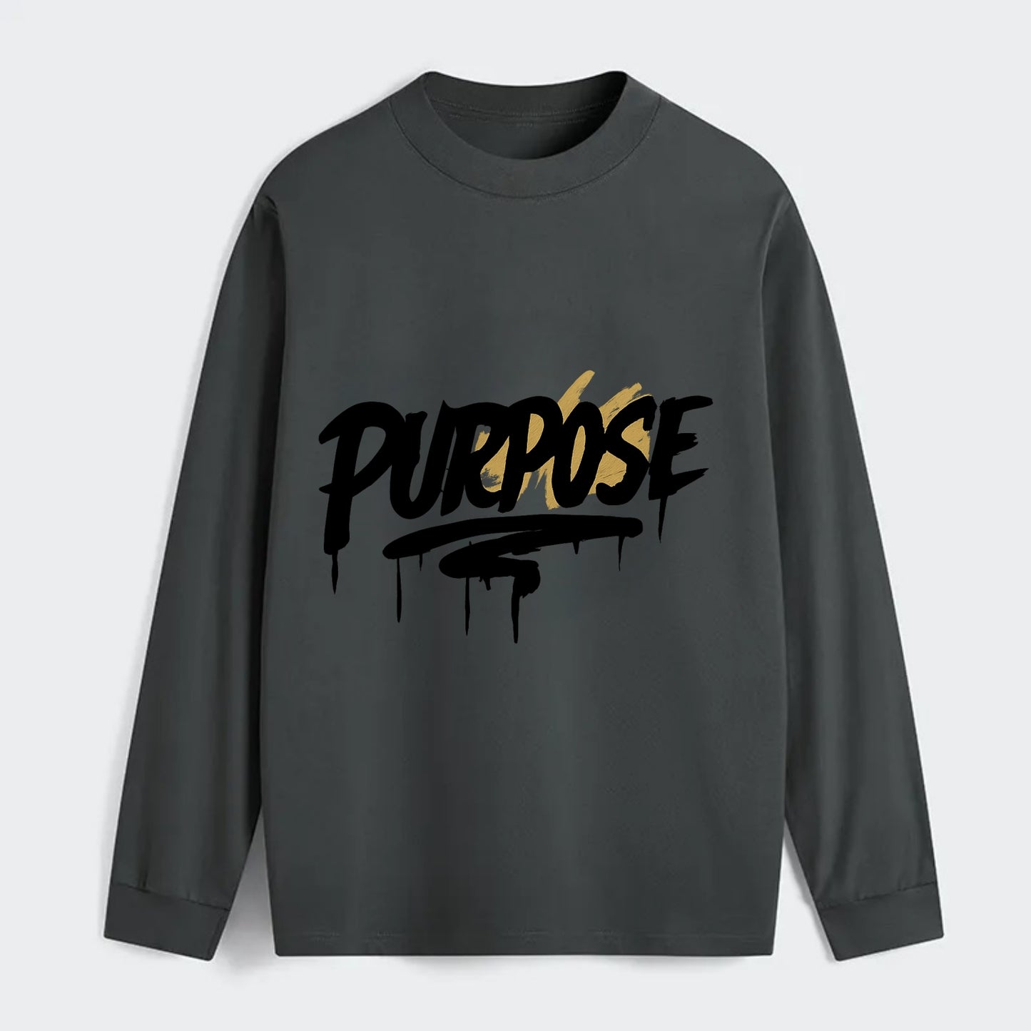 Bold typography design - "PURPOSE" - reason for being - Classic Long Sleeve Shirt - Gray