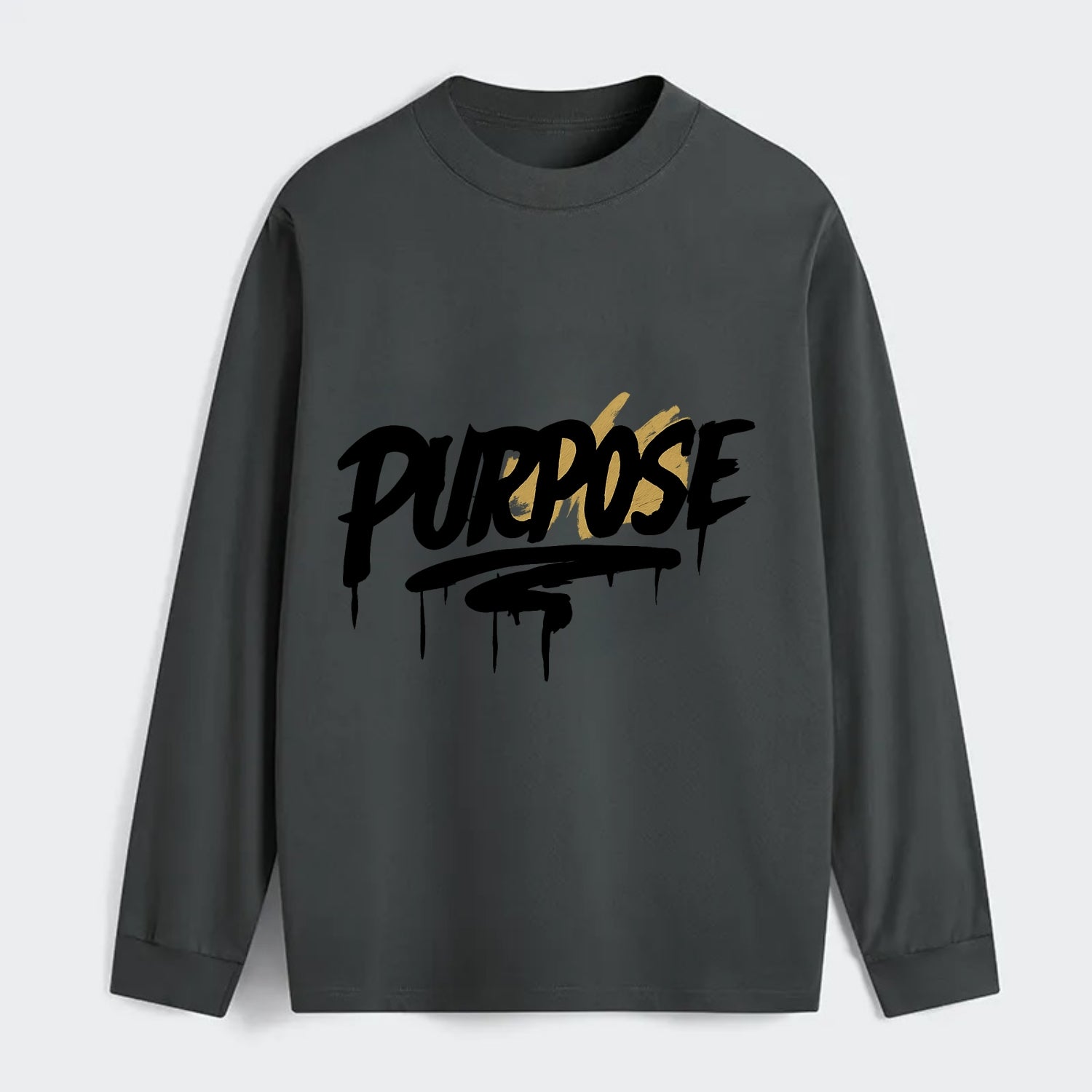 Bold typography design - "PURPOSE" - reason for being - Classic Long Sleeve Shirt - Gray