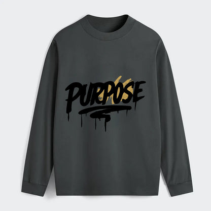 Bold typography design - "PURPOSE" - reason for being - Classic Long Sleeve Shirt - Gray