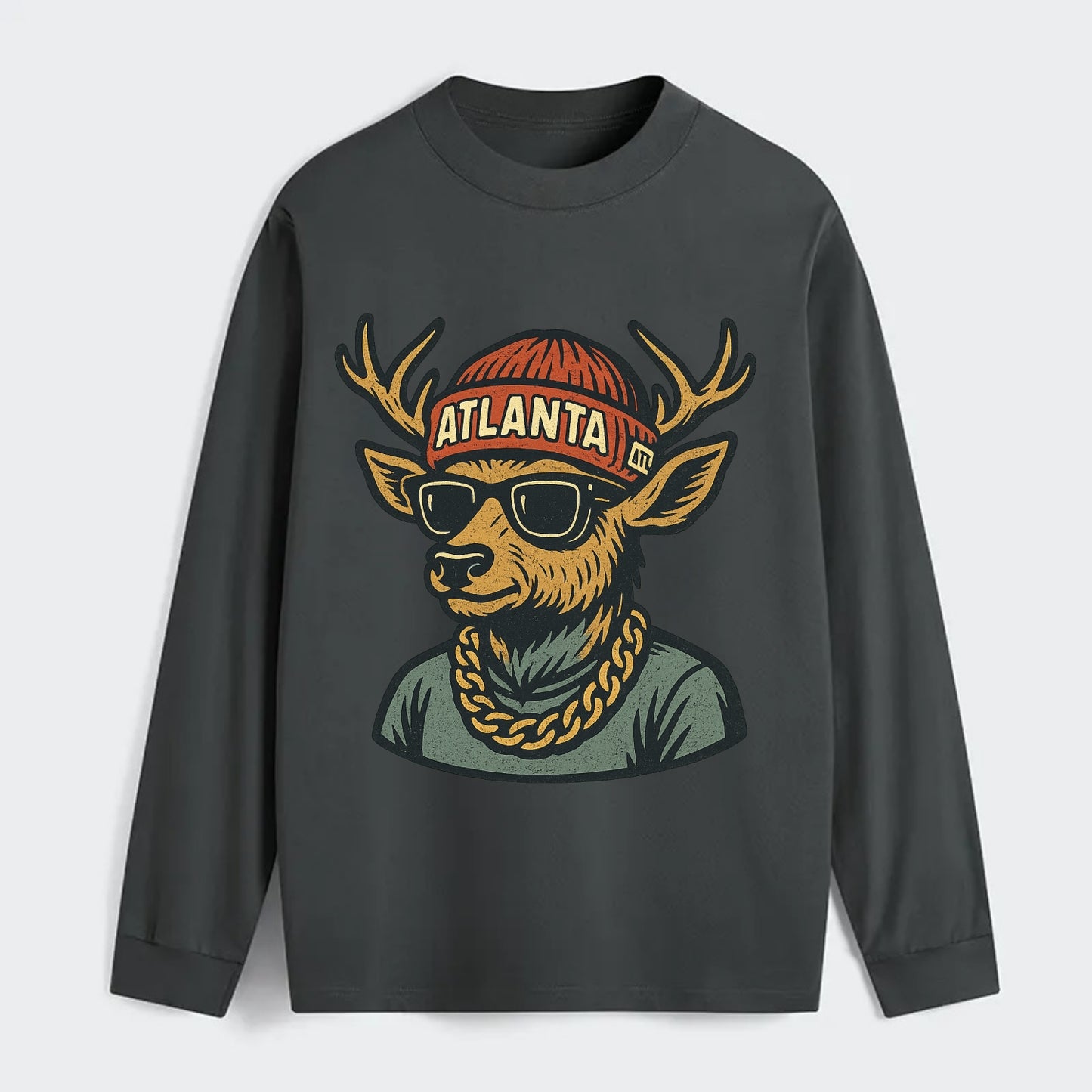 "deer" "atlanta" "atl" "red" "us South" - Classic Long Sleeve Shirt - Gray