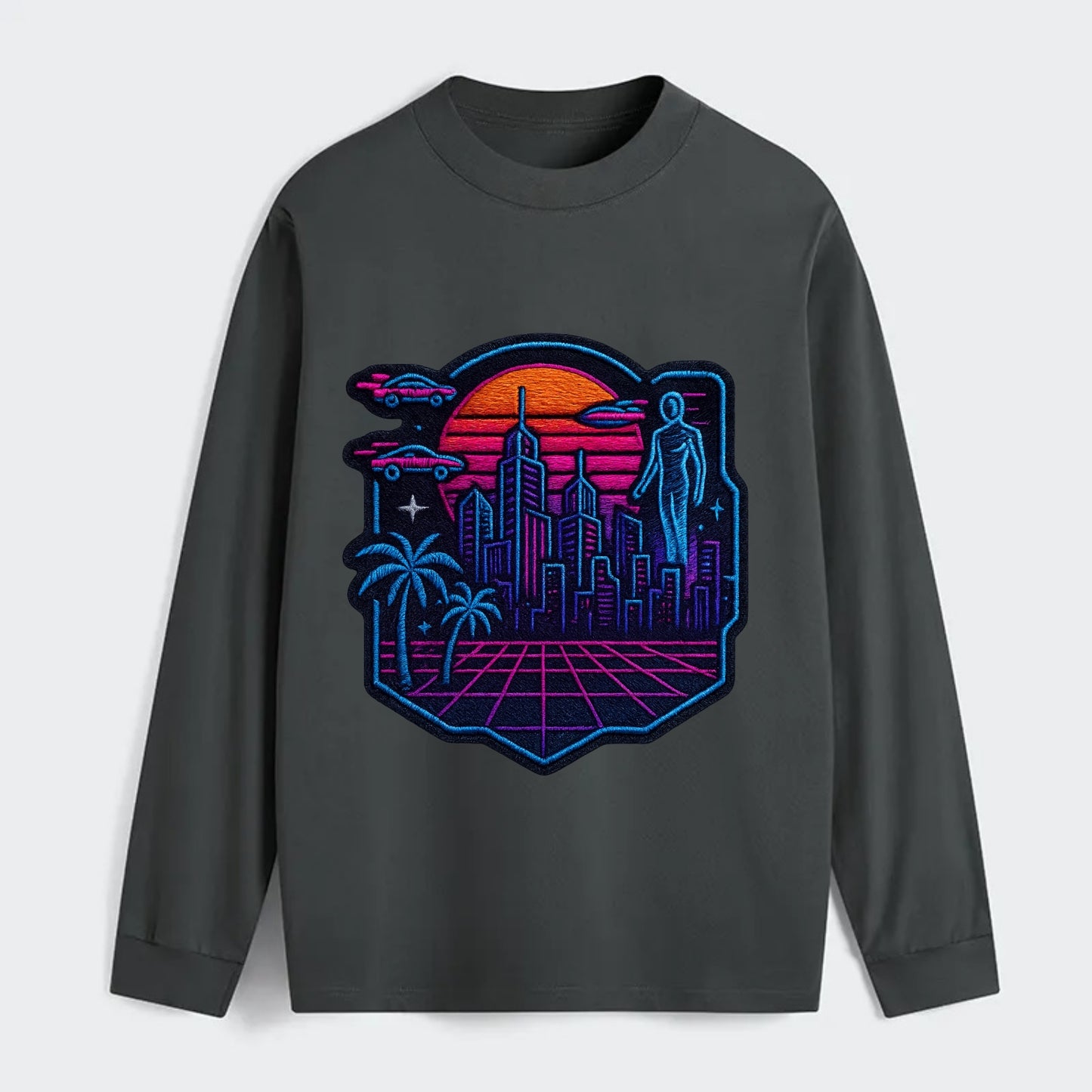 Cyberpunk City - Classic Long Sleeve Shirt - Gray