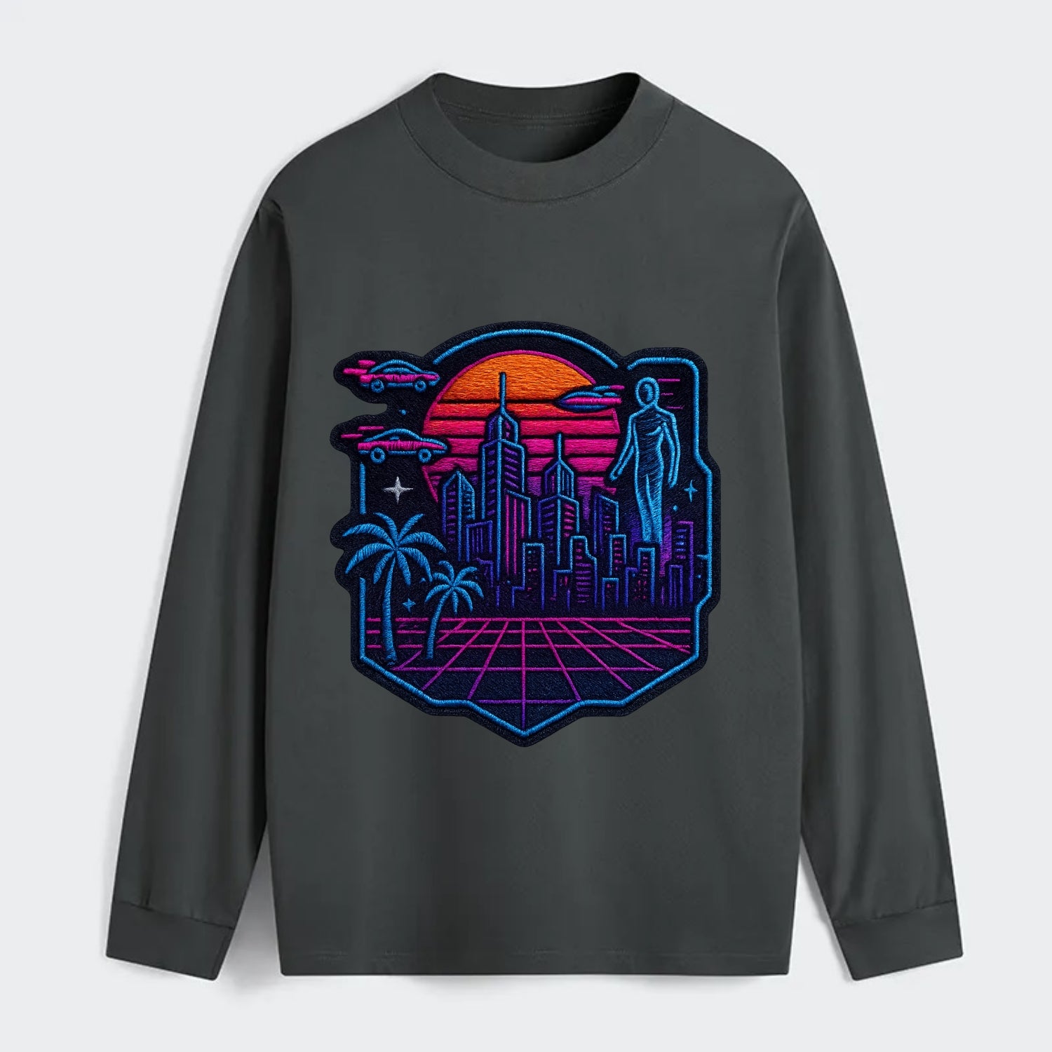 Cyberpunk City - Classic Long Sleeve Shirt - Gray