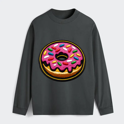 DONUT SPRINKLES - glazed donut with sprinkles in pink and rainbow , - Classic Long Sleeve Shirt - Gray