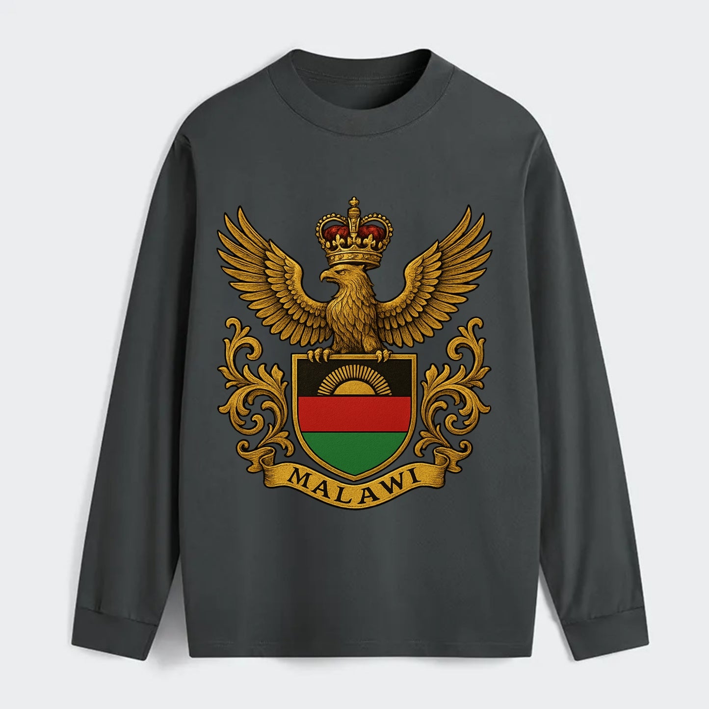 Malawi Royal Logo  - Classic Long Sleeve Shirt - Gray