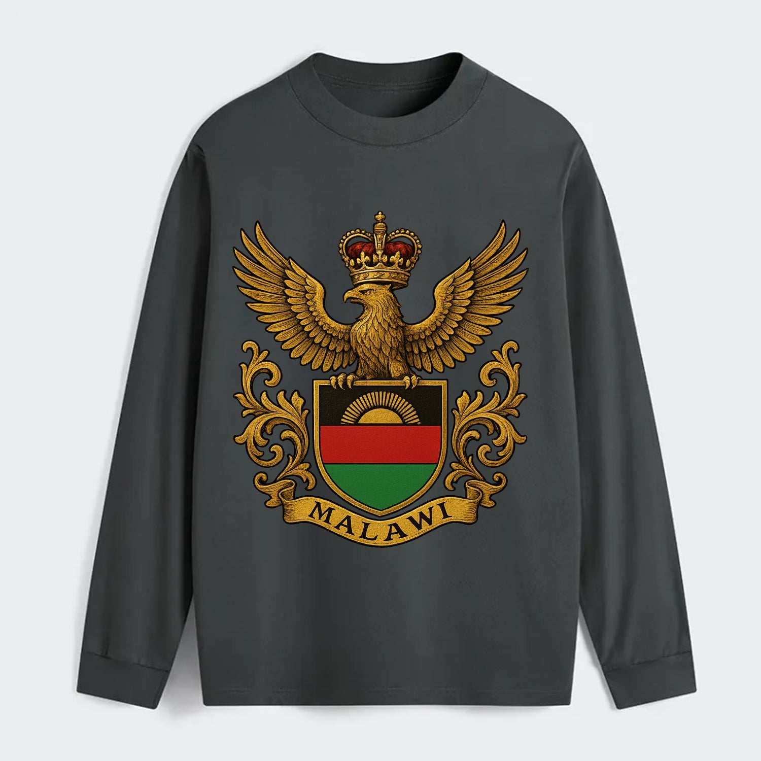 Malawi Royal Logo  - Classic Long Sleeve Shirt - Gray