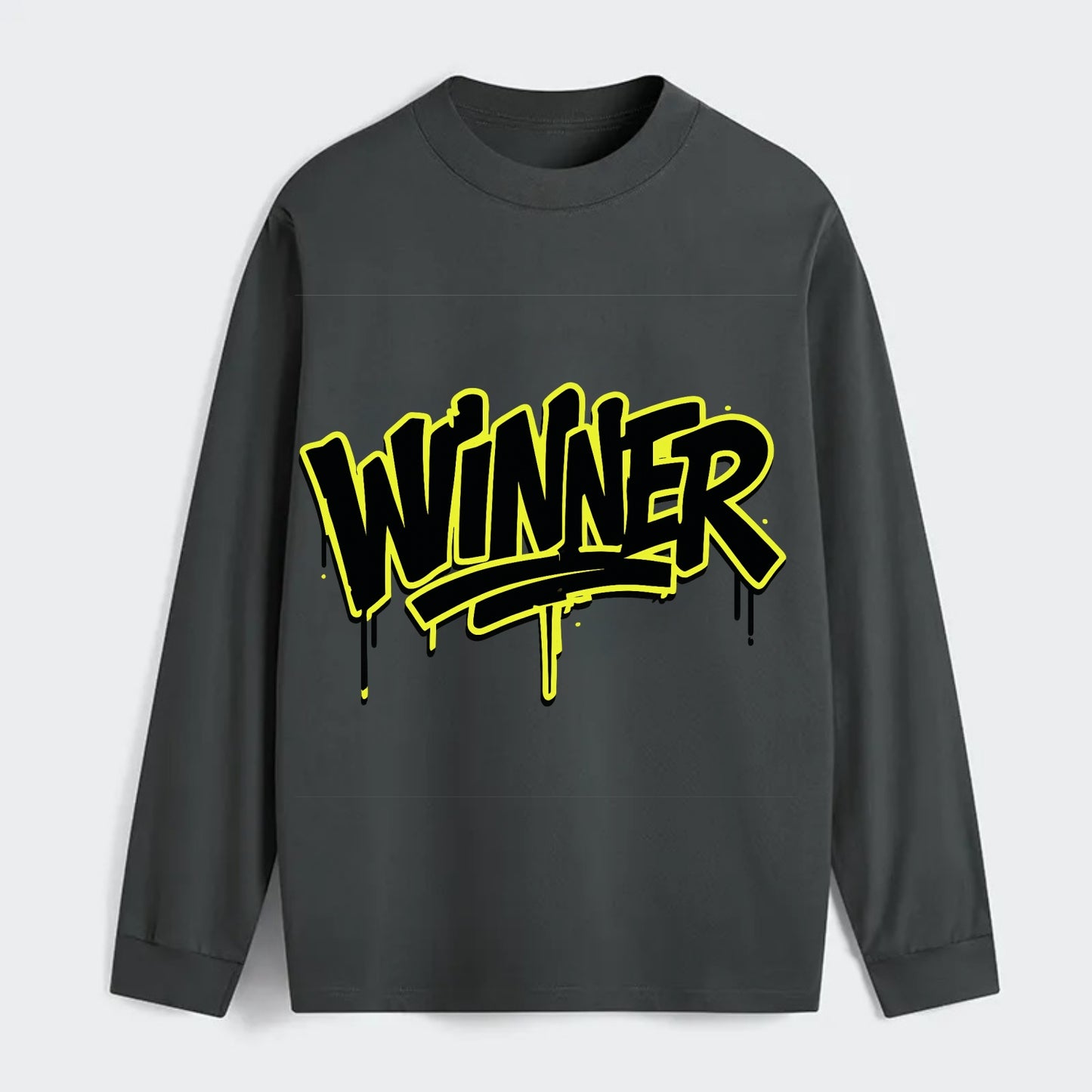 Bold typography design - "WINNER" - victorious mindset, champion - Classic Long Sleeve Shirt - Gray