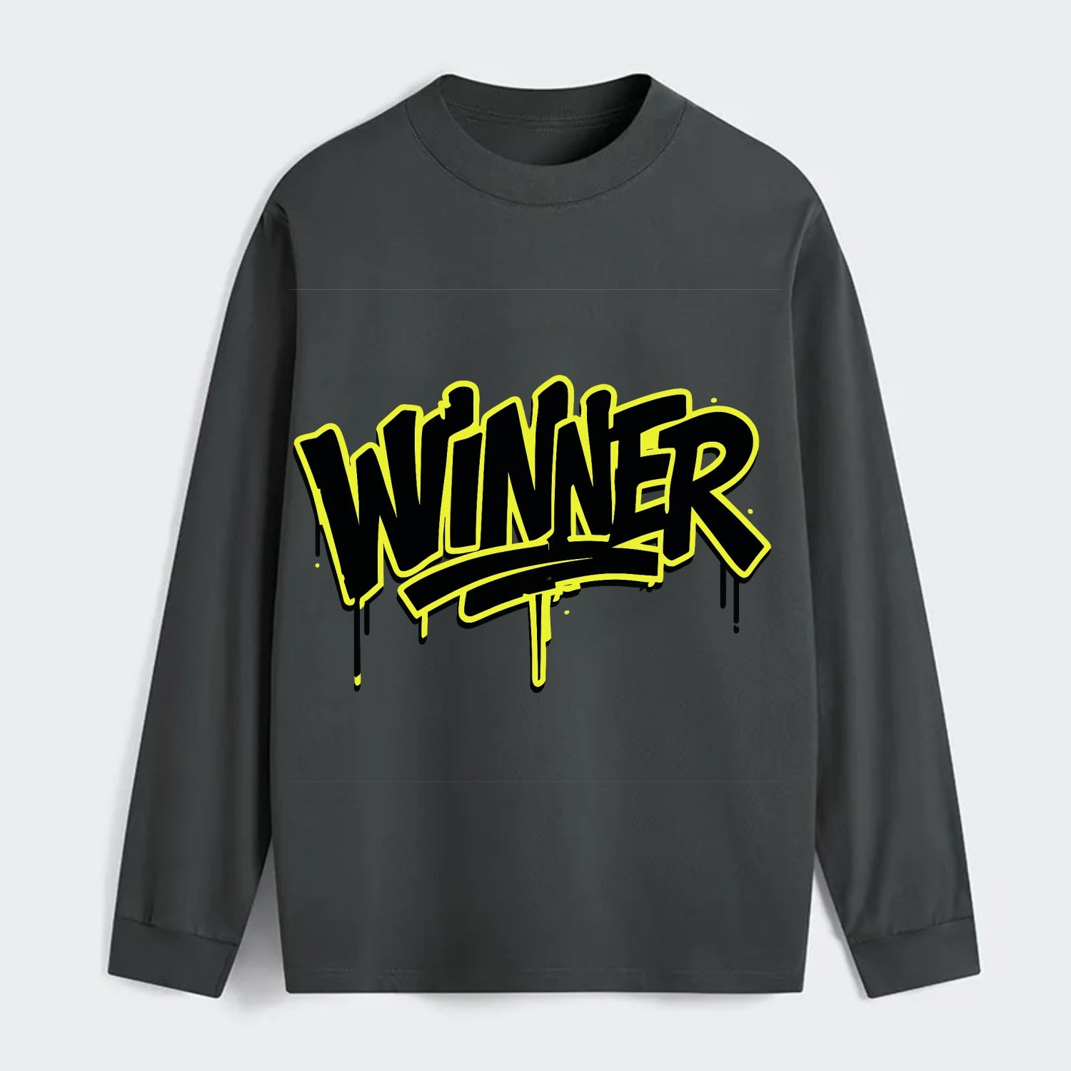 Bold typography design - "WINNER" - victorious mindset, champion - Classic Long Sleeve Shirt - Gray