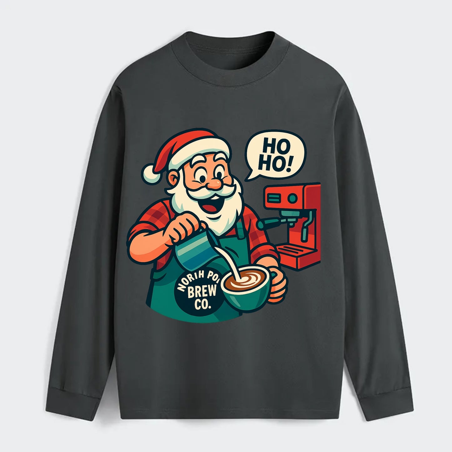Santa Barista - Classic Long Sleeve Shirt - Gray