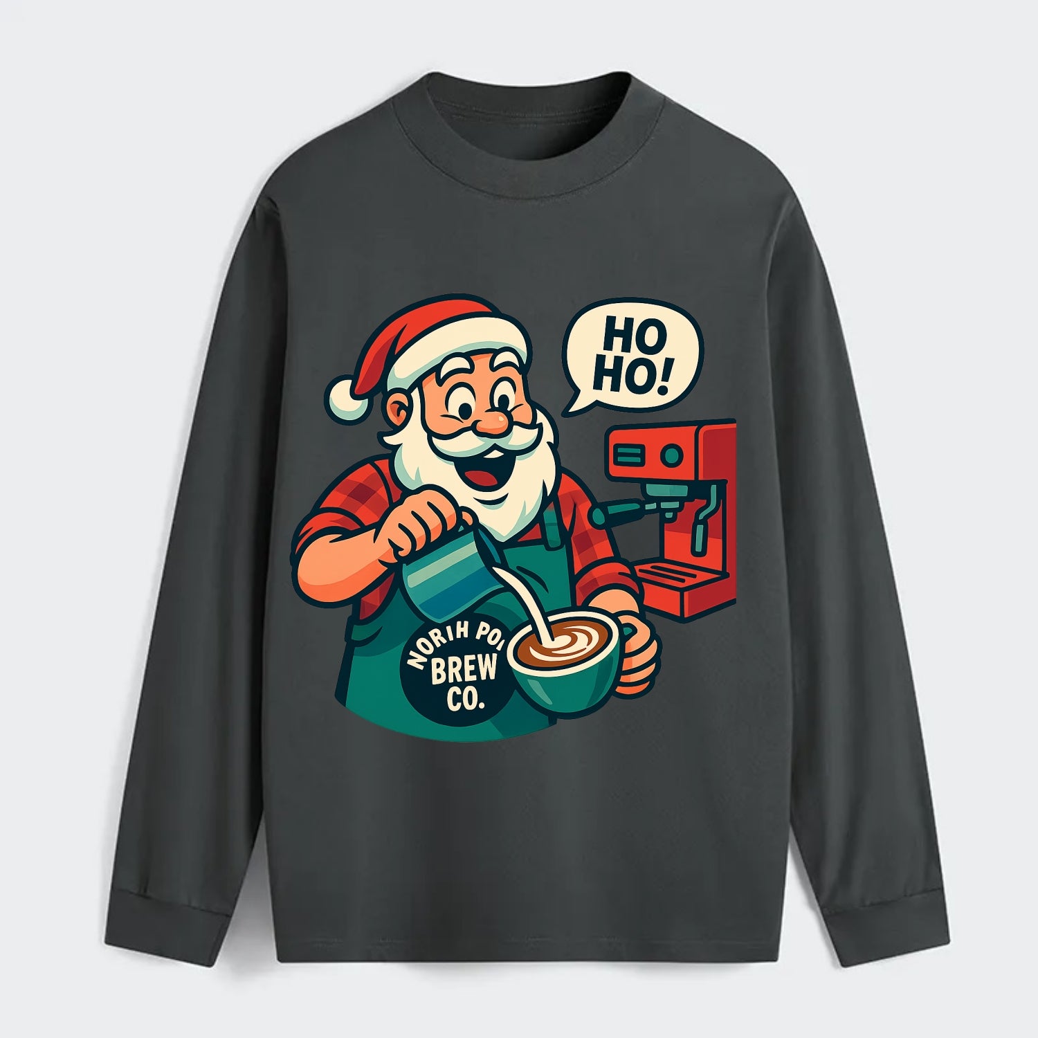 Santa Barista - Classic Long Sleeve Shirt - Gray