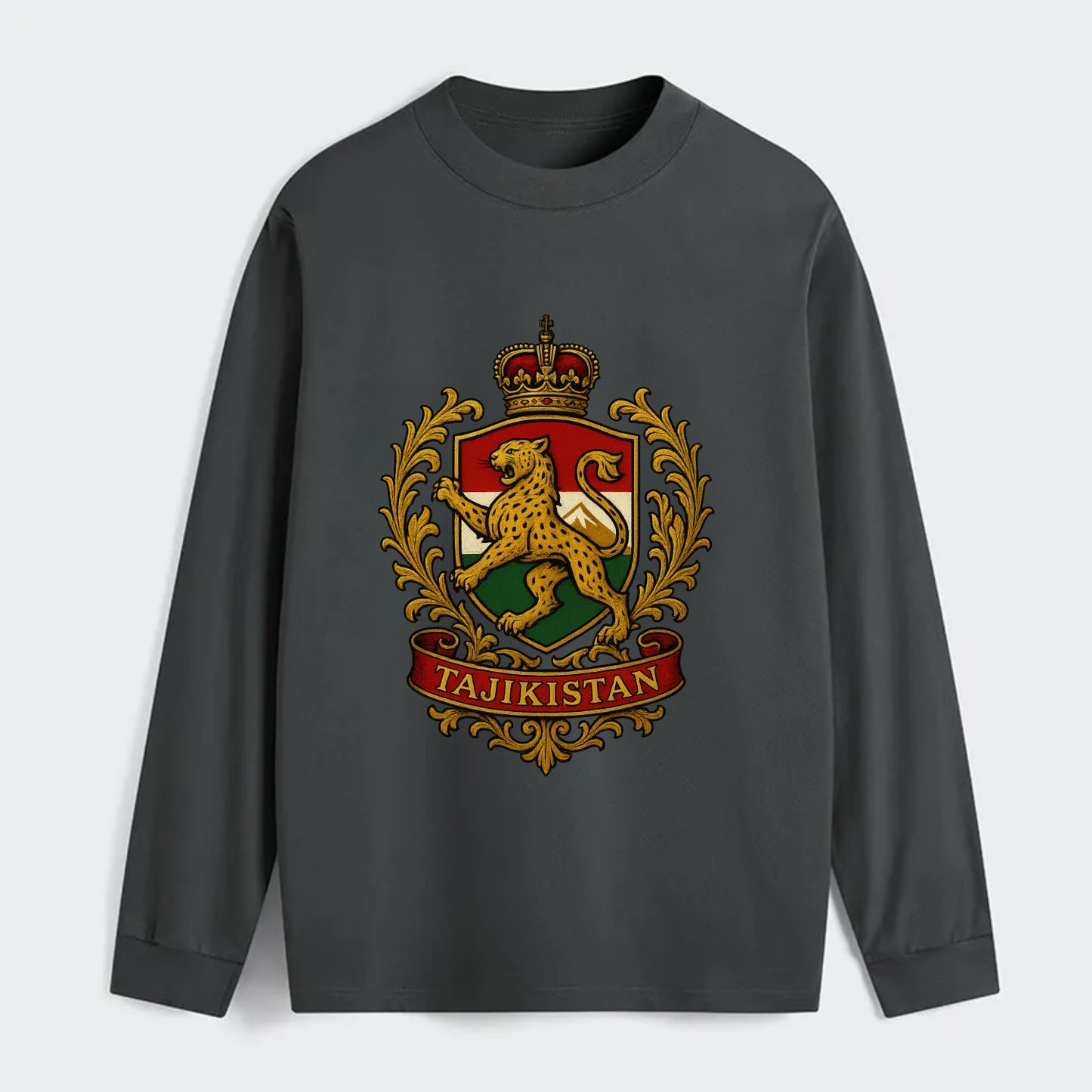 Tajikistan Heritage Badge - Classic Long Sleeve Shirt - Gray
