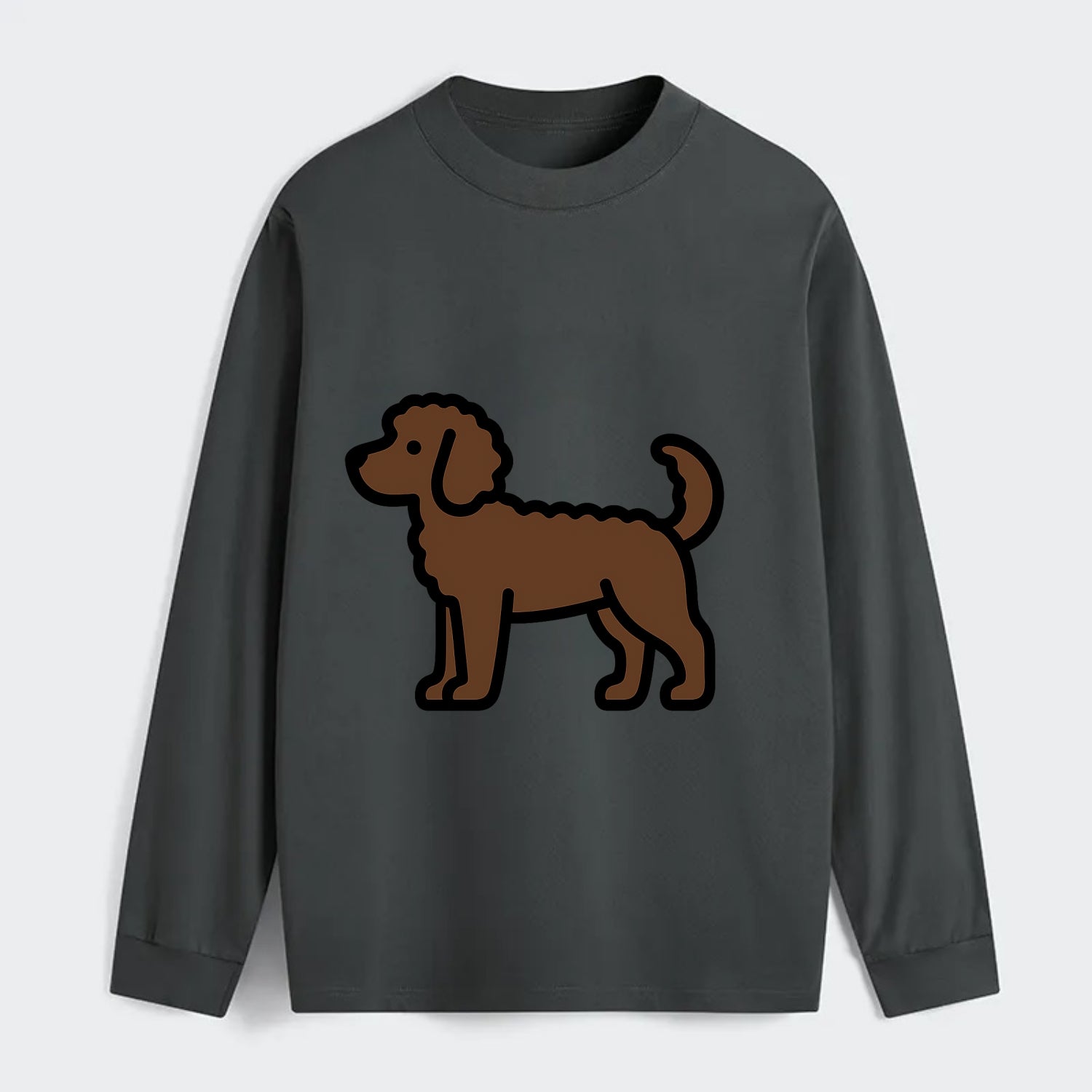 Labradoodle - Chocolate curly flat side profile - Classic Long Sleeve Shirt - Gray