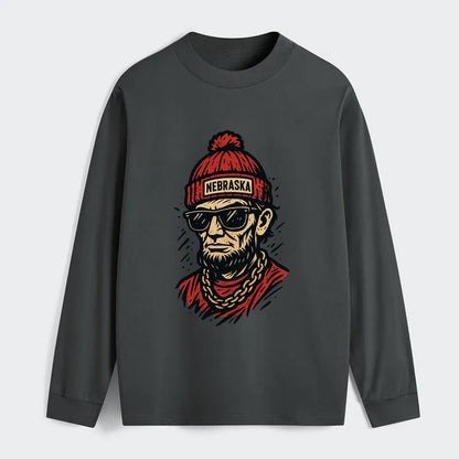 Lincoln Cornhusker wearing Nebraska bean - Classic Long Sleeve Shirt - Gray