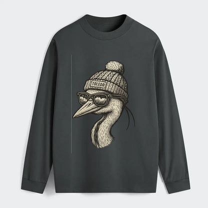 Toledo Great Blue Heron wearing Toledo b - Classic Long Sleeve Shirt - Gray