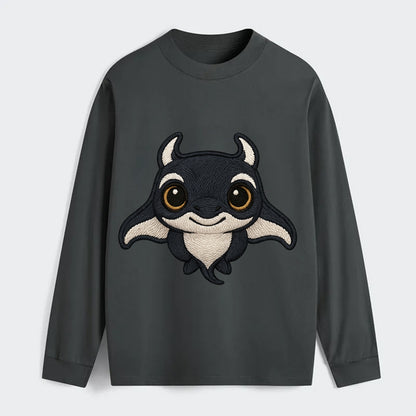 Baby Manta Ray - dark with white markings, cephalic fins, gentle eyes, - Classic Long Sleeve Shirt - Gray