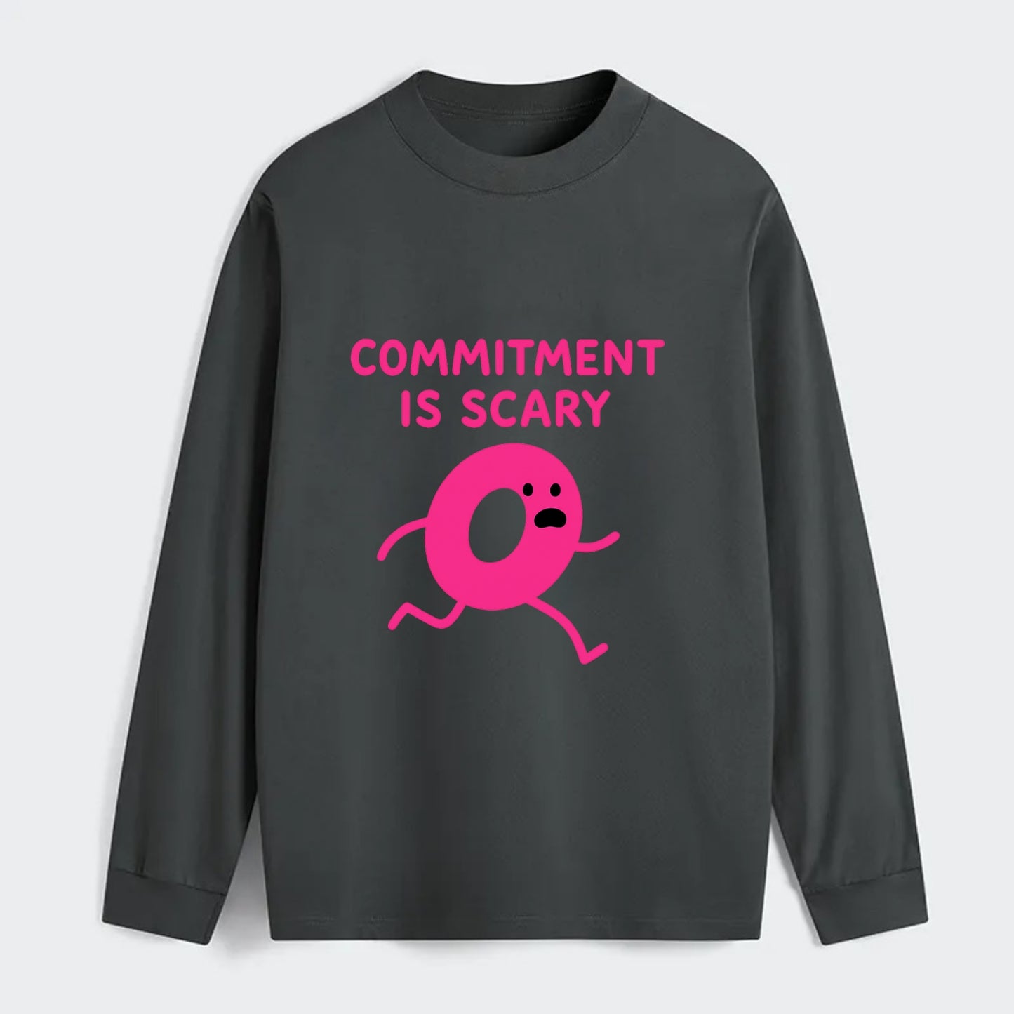 COMMITMENT IS SCARY | Terrified ring running away - Classic Long Sleeve Shirt - Gray