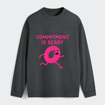 COMMITMENT IS SCARY | Terrified ring running away - Classic Long Sleeve Shirt - Gray