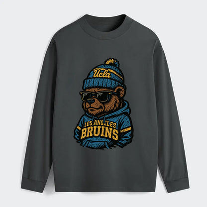 Los Angeles Bruin wearing UCLA beanie with script patch - Classic Long Sleeve Shirt - Gray