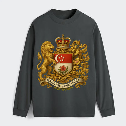 Singapore Merlion Emblem - Classic Long Sleeve Shirt - Gray