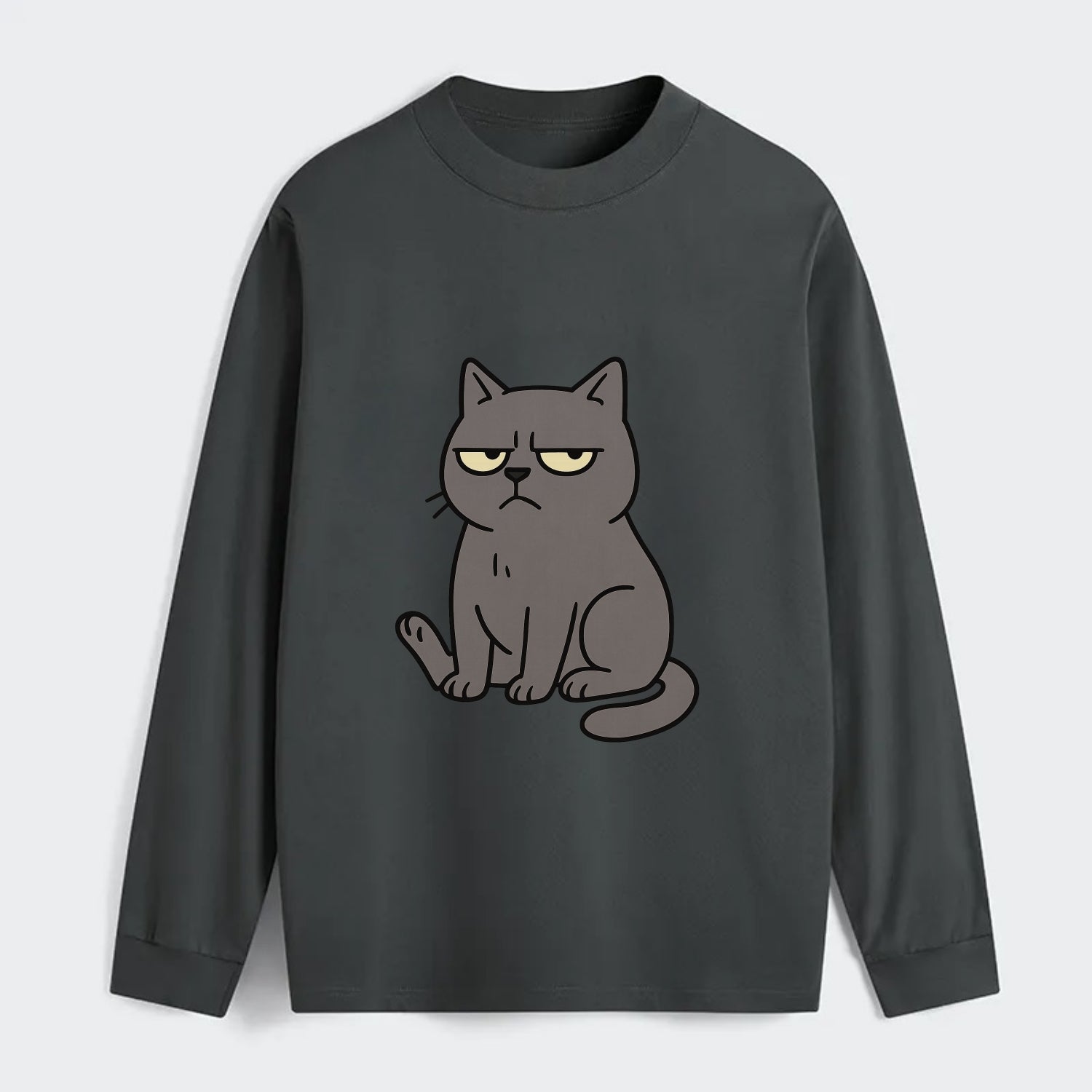 The Cat Judging Silently - Classic Long Sleeve Shirt - Gray