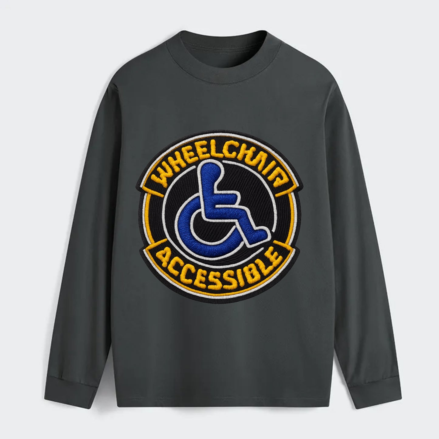 WHEELCHAIR ACCESSIBLE - accessibility symbol in blue , inclusion - Classic Long Sleeve Shirt - Gray