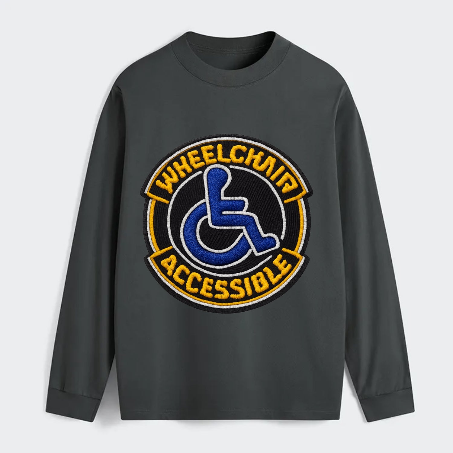 WHEELCHAIR ACCESSIBLE - accessibility symbol in blue , inclusion - Classic Long Sleeve Shirt - Gray