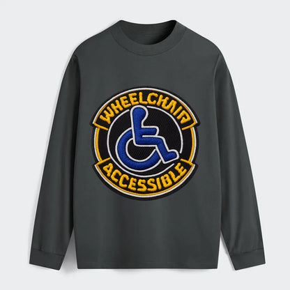 WHEELCHAIR ACCESSIBLE - accessibility symbol in blue , inclusion - Classic Long Sleeve Shirt - Gray