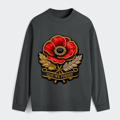 MEMORIAL POPPY - red poppy flower in scarlet , remembrance - Classic Long Sleeve Shirt - Gray