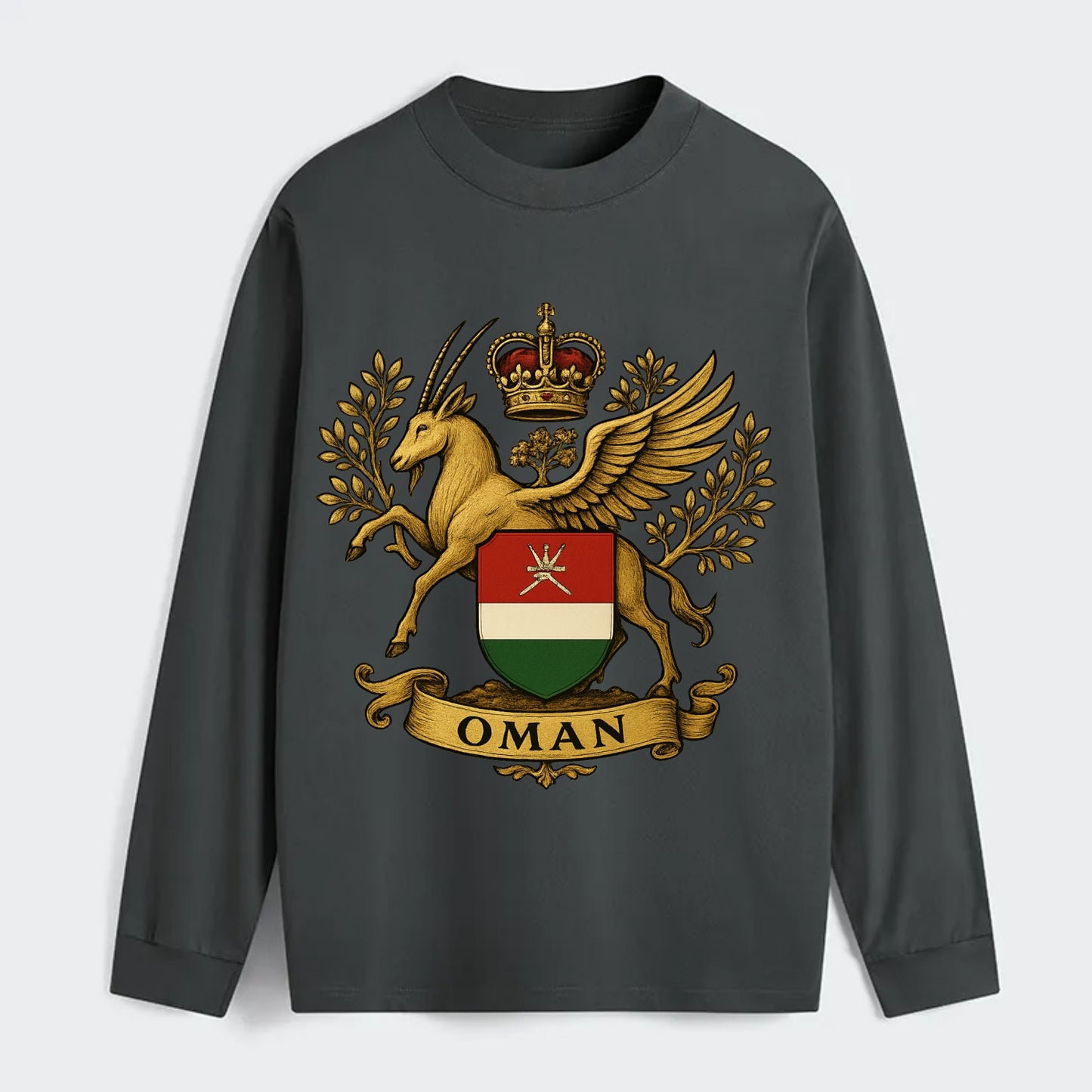 Oman Heritage Badge  - Classic Long Sleeve Shirt - Gray