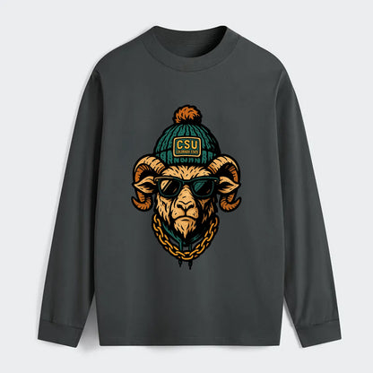 Fort Collins Ram wearing Colorado State beanie with CSU patch - Classic Long Sleeve Shirt - Gray
